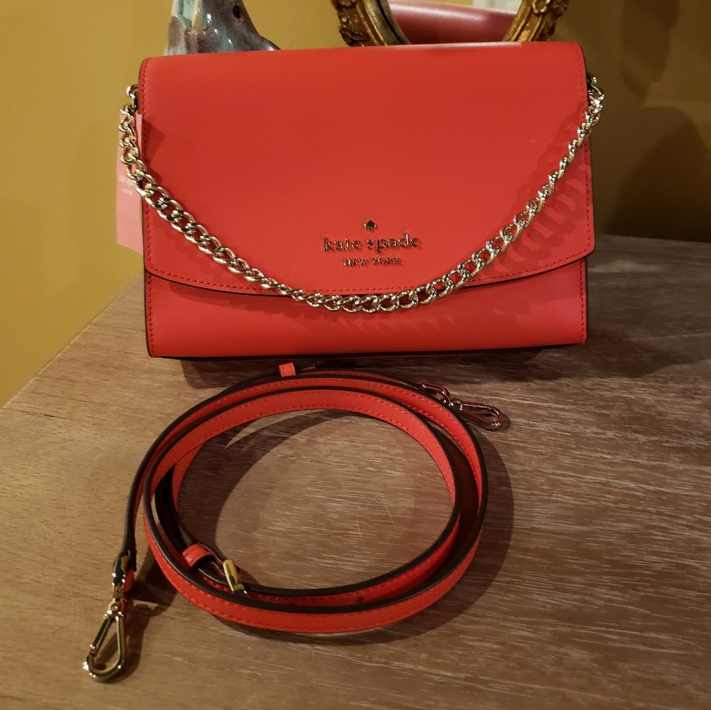 NWT! SET! KATE SPADE Carson Gazpacho Convertible Bag w/ Chain & Med Card Case - Picture 3 of 4